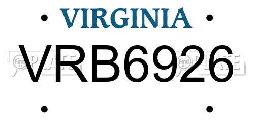 VRB6926 Virginia License Plate