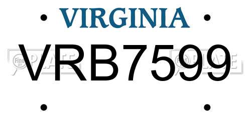 VRB7599 Virginia License Plate
