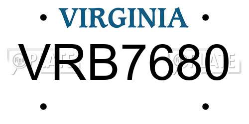 VRB7680 Virginia License Plate