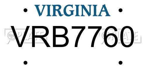 VRB7760 Virginia License Plate