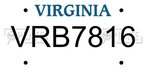 VRB7816 Virginia License Plate