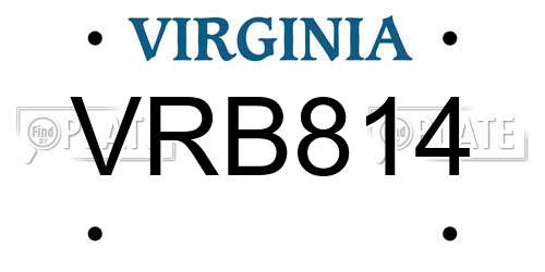 VRB814 Virginia License Plate