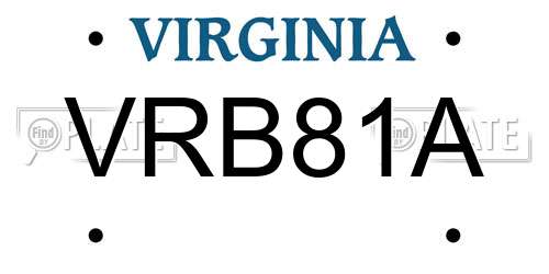 VRB81A Virginia License Plate