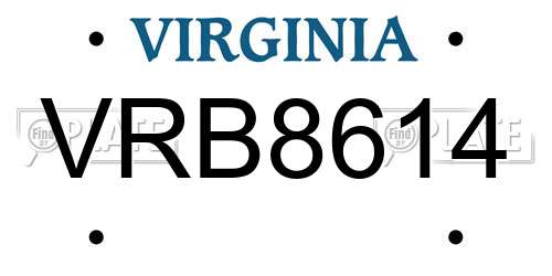 VRB8614 Virginia License Plate