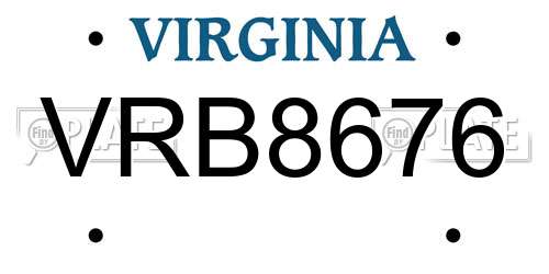 VRB8676 Virginia License Plate