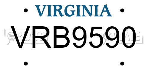 VRB9590 Virginia License Plate