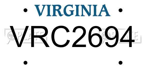 VRC2694 Virginia License Plate