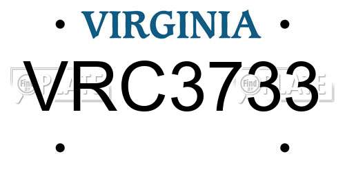 VRC3733 Virginia License Plate