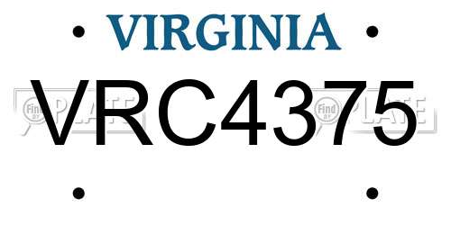VRC4375 Virginia License Plate