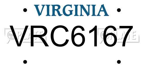 VRC6167 Virginia License Plate