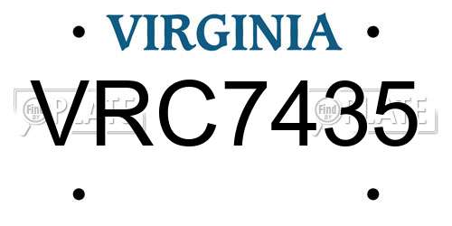 VRC7435 Virginia License Plate