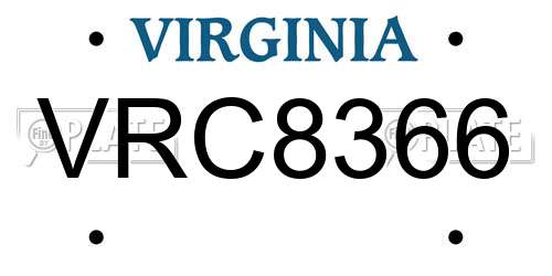 VRC8366 Virginia License Plate