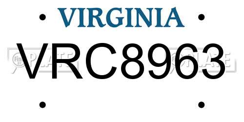 VRC8963 Virginia License Plate