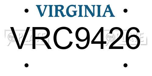 VRC9426 Virginia License Plate