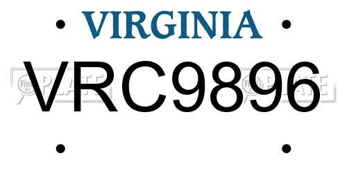 VRC9896 Virginia License Plate