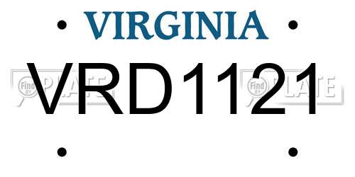 VRD1121 Virginia License Plate