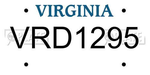 VRD1295 Virginia License Plate