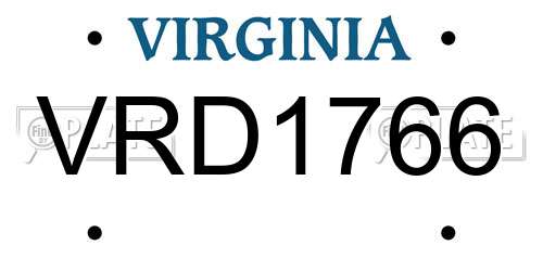 VRD1766 Virginia License Plate