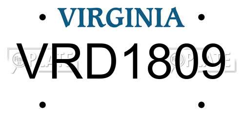 VRD1809 Virginia License Plate
