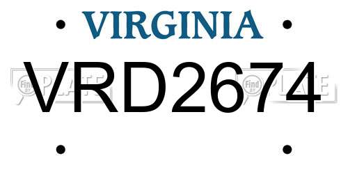 VRD2674 Virginia License Plate
