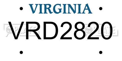 VRD2820 Virginia License Plate