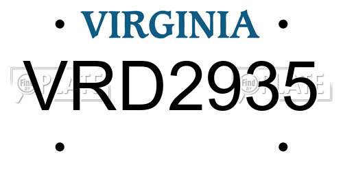 VRD2935 Virginia License Plate