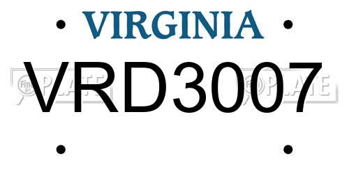 VRD3007 Virginia License Plate