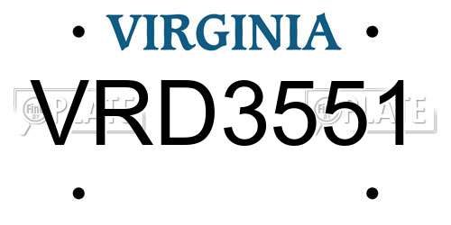 VRD3551 Virginia License Plate