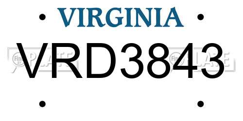 VRD3843 Virginia License Plate