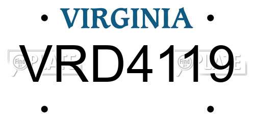 VRD4119 Virginia License Plate