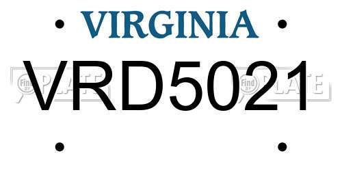 VRD5021 Virginia License Plate