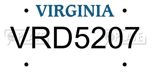 VRD5207 Virginia License Plate