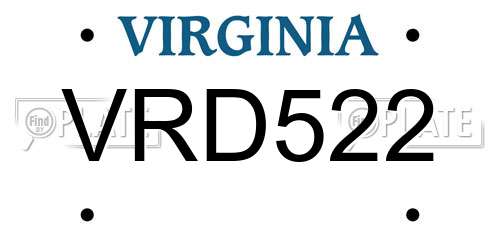 VRD522 Virginia License Plate