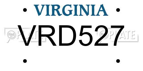 VRD527 Virginia License Plate