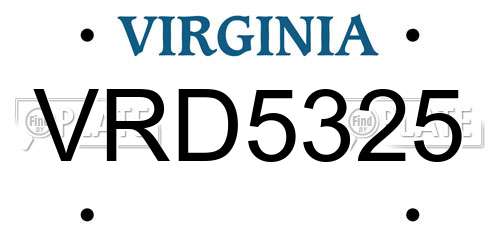 VRD5325 Virginia License Plate