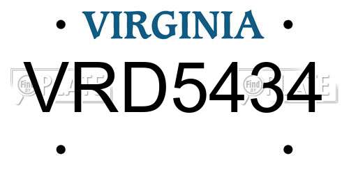 VRD5434 Virginia License Plate