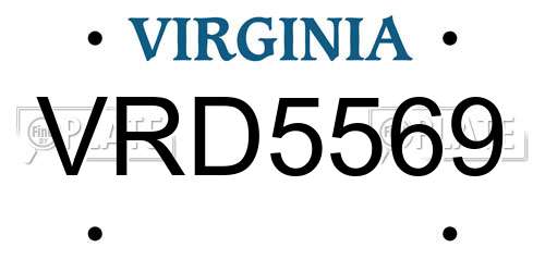 VRD5569 Virginia License Plate