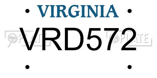 VRD572 Virginia License Plate