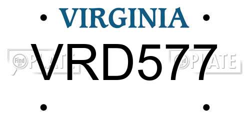 VRD577 Virginia License Plate