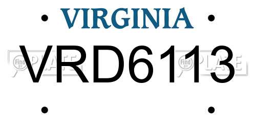 VRD6113 Virginia License Plate
