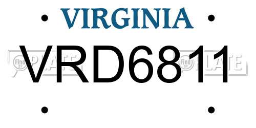 VRD6811 Virginia License Plate