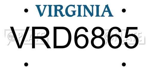 VRD6865 Virginia License Plate