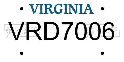 VRD7006 Virginia License Plate