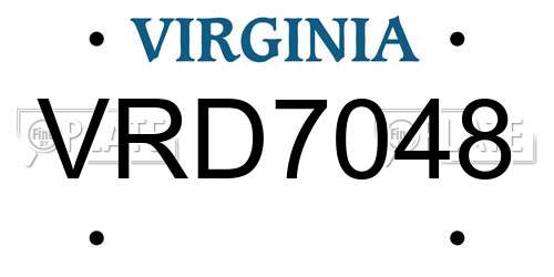VRD7048 Virginia License Plate