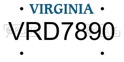 VRD7890 Virginia License Plate