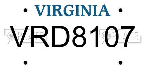 VRD8107 Virginia License Plate