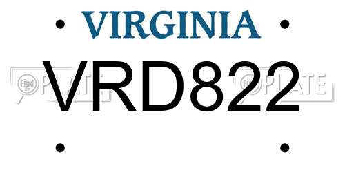 VRD822 Virginia License Plate