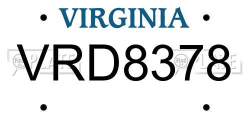 VRD8378 Virginia License Plate
