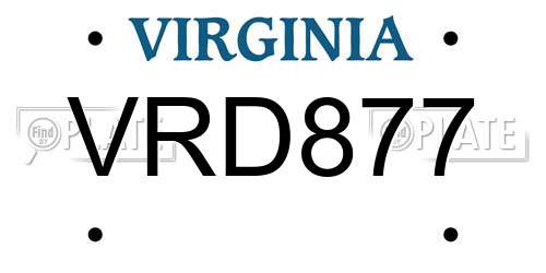 VRD877 Virginia License Plate