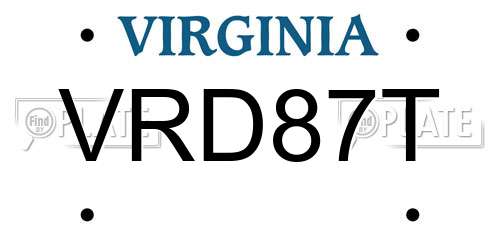 VRD87T Virginia License Plate